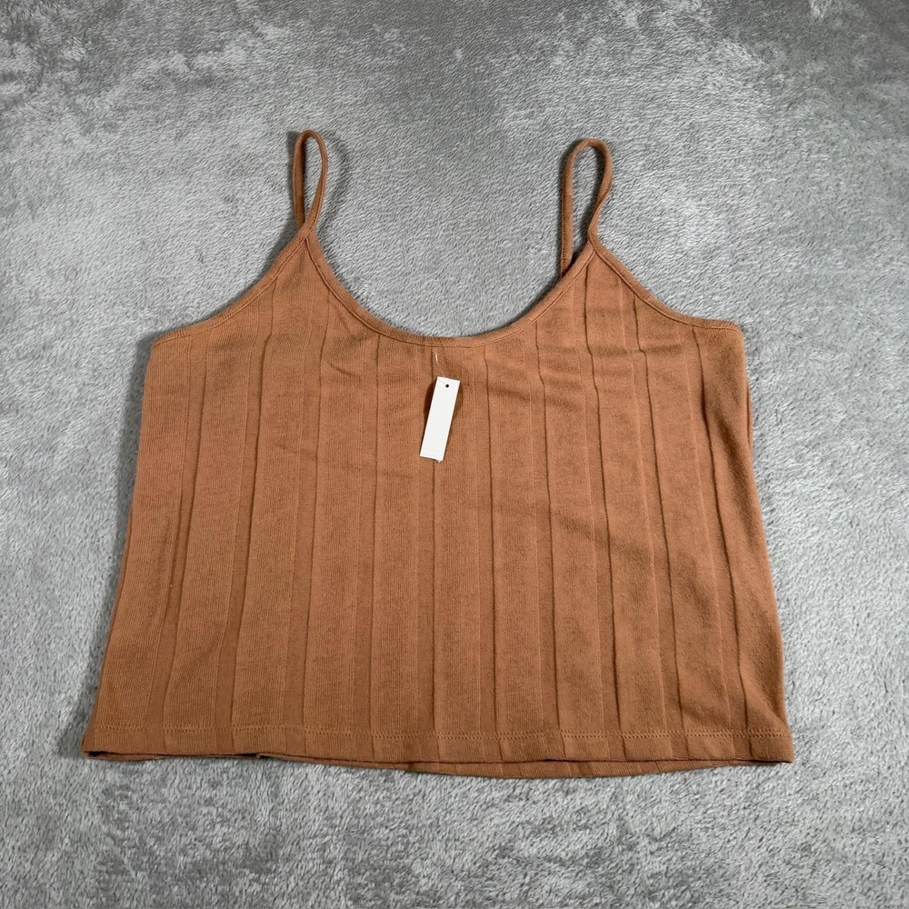 Madewell Ribbed Sweater-Knit Anytime Cami Top Womens Large Brown Summer NWT